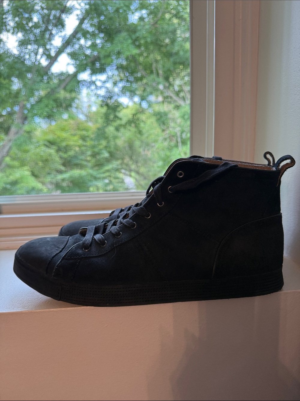 Men's Black Suede High-Top Sneakers